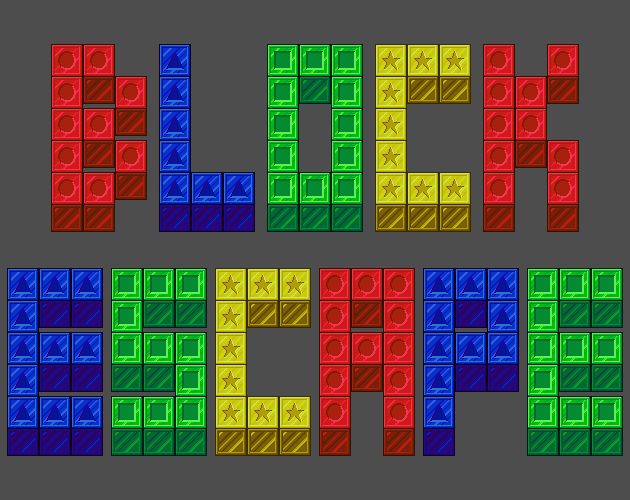Multi-colored blocks arranged to make the words 'Block Escape' on a gray background