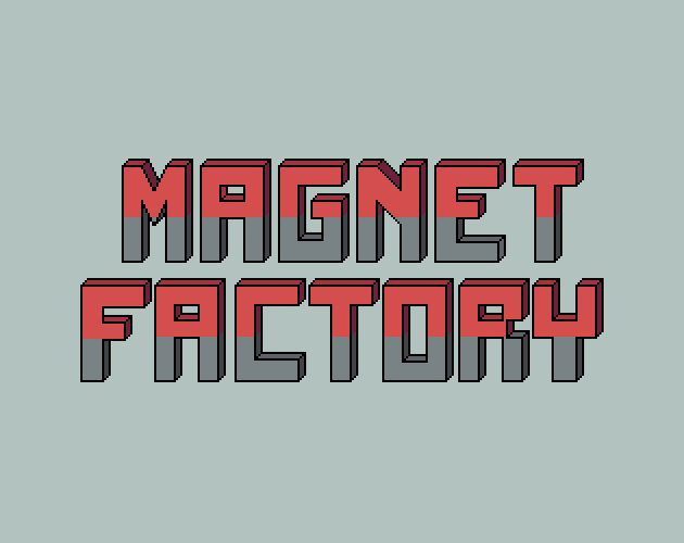 The words magnet factory on a gray background.